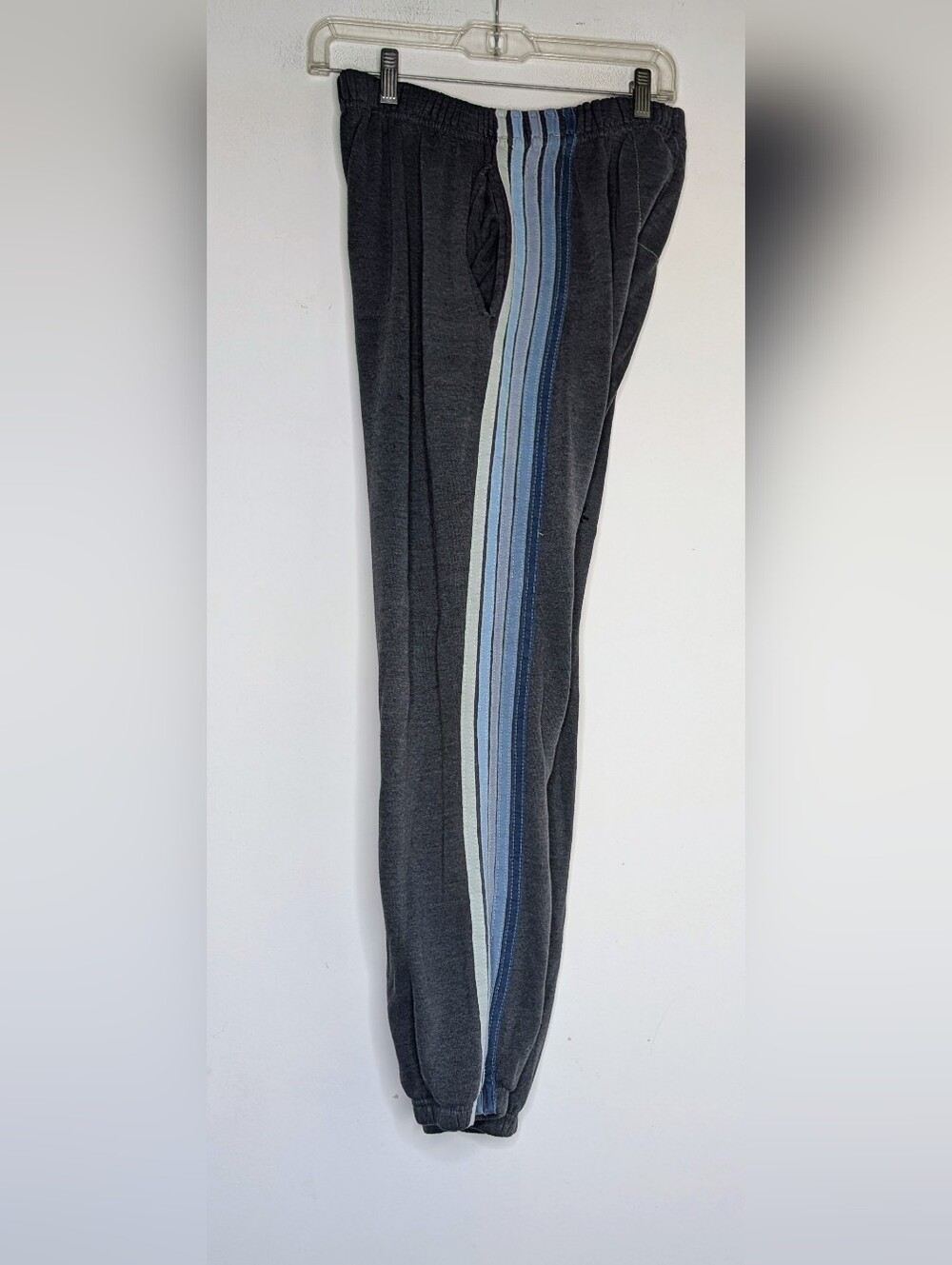 Aviator Nation 5 stripe heather gray/blue sweatpants